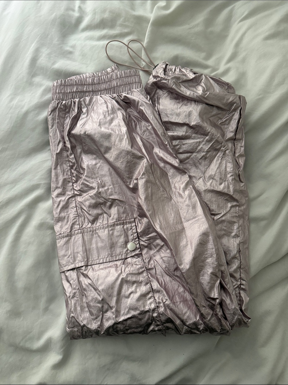 Metallic Silver Women's Track Joggers